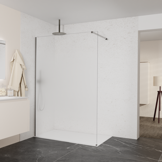 Balmani Modular inloopdouche: 140 x 200 cm, Permafrost met coating, Brushed GunMetal profielen