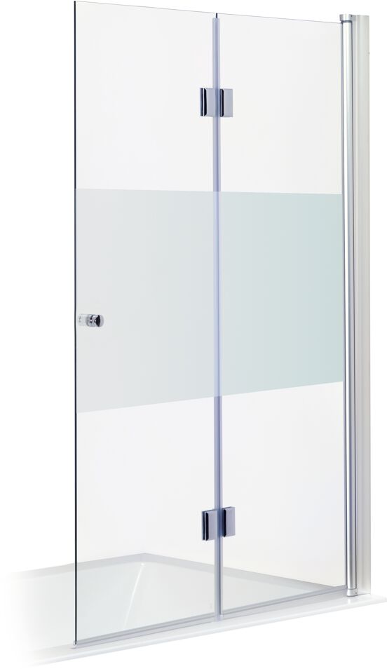 Luca Varess Cyrus dubbele badwand 60 cm + 50 cm helder glas met matte strook chroom profiel