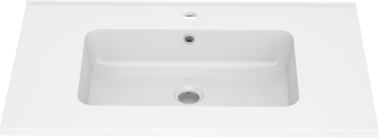 Linie Vano enkele wastafel glanzend composiet marmer 70 x 46 cm