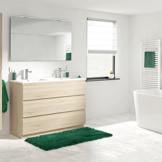 Meuble salle de bain Rangement sous lavabo sdb avec 3 Tiroirs Blanc Meuble  bain