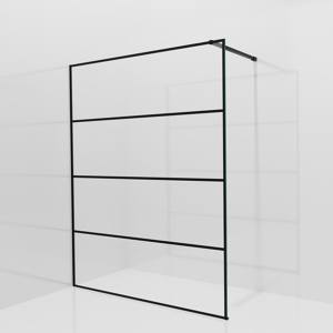 Balmani Modular douche à l'italienne: 160 x 200 cm, Lined, avec coating, Profil Noir mat