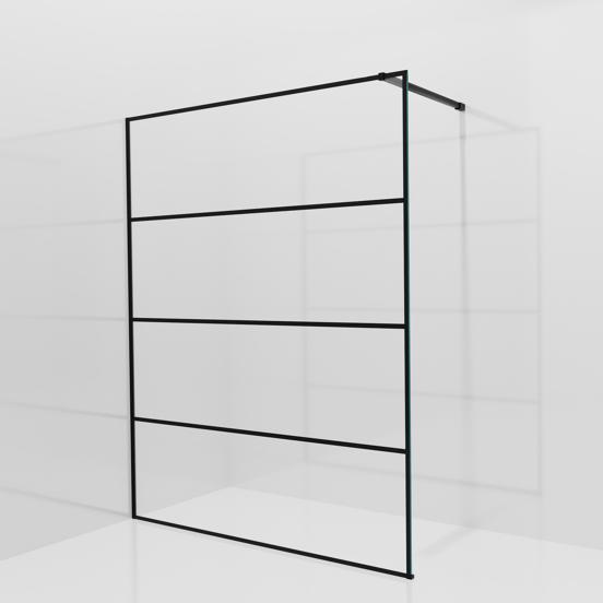 Balmani Modular Walk-In Dusche: 160 x 200 cm, Lined, inklusive Coating, Profil Schwarz matt