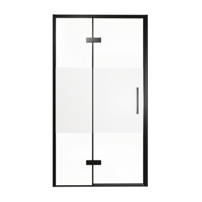 Balmani Senses Design douche draaideur links 120 cm x 210 cm Helder glas met matte strook, Zwarte profielen