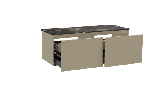 Balmani Sfera meuble salle de bains suspendu 135 x 55 cm dune avec Stretto tablette simple ou double en marbre portoro gold