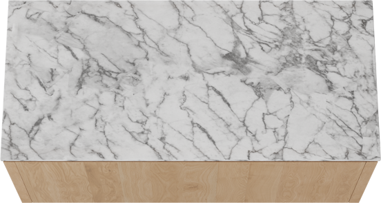 Balmani Eclips meuble salle de bains suspendu 120 x 55 cm Chêne naturelle avec Stretto tablette simple ou double en Marbre Carrare