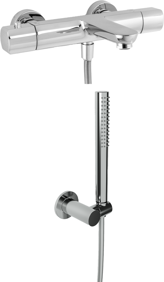 Blaufoss Boris robinet de bain robinet thermostatique montage mural extérieur chrome brillant