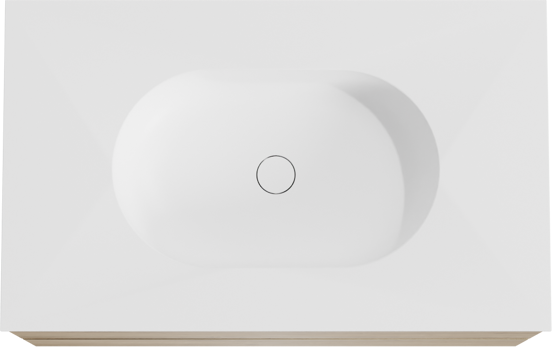 Balmani Mitra meuble salle de bains suspendu 90 x 55 cm chêne brut avec Tablo Oval plan simple en solid surface blanc mat