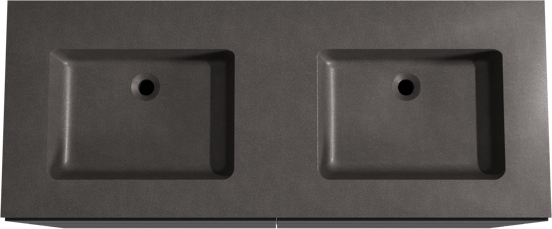 Storke Edge staand badmeubel 130 x 52 cm mat zwart met Scuro dubbele wastafel in kwarts mat zwart