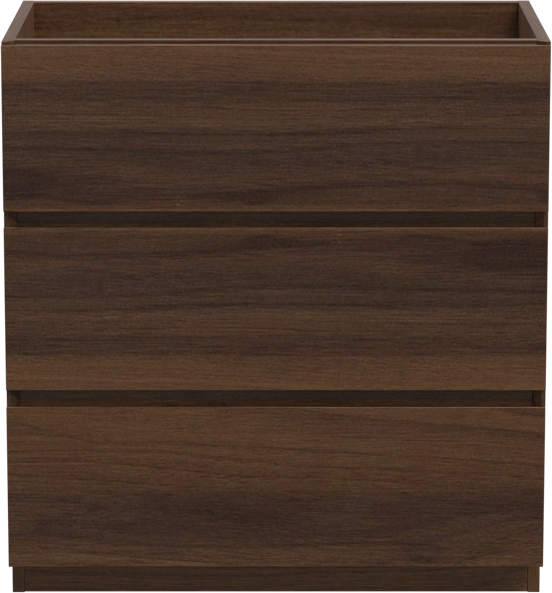 Storke Edge stehender Waschbeckenunterschrank: 80 x 46 cm, Nussbaum, 3 Schubladen