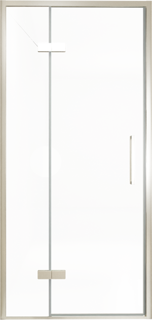 Balmani Senses Design porte pivotante à gauche 100 cm x 210 cm verre transparent, Profil Brushed CoolMetal