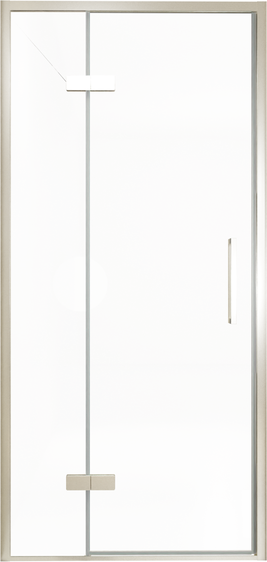 Balmani Senses Design Dusche Drehtür, Links, 100 cm x 210 cm, Klarglas, Profil Brushed CoolMetal, inklusive Coating