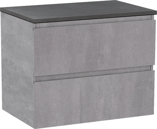 Linie Lado hängendes Möbelstück Set: 70 x 46 cm, Beton dunkelgrau, mit Lado Einzel Waschtischplatte, Melamin Schiefergrau