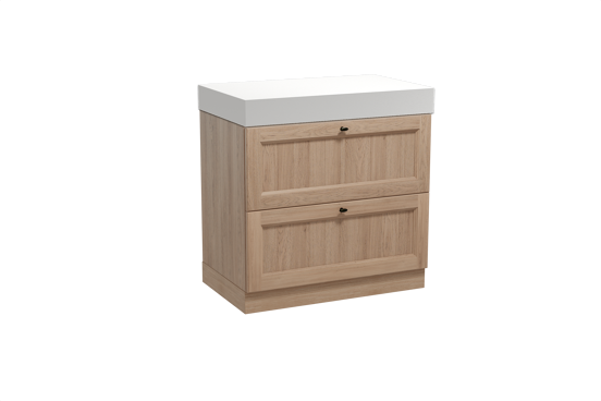 Balmani Lemon staand badkamermeubel 90 x 55 cm verweerde eik met Dominus enkel tablet in solid surface mat wit