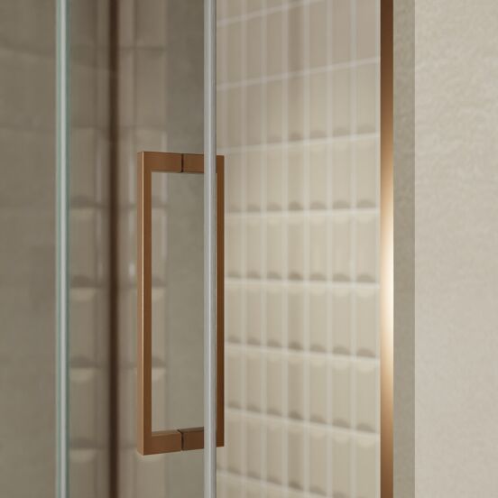Balmani Senses Design douche draaideur links 140 cm x 210 cm Reflex spiegelglas, Brushed Rosegold profielen, met coating