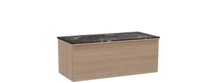 Balmani Forma zwevend badkamermeubel 120 x 55 cm natuur eik met Stretto enkel tablet in marmer portoro gold, Horizontale symmetrische rechte ribbel