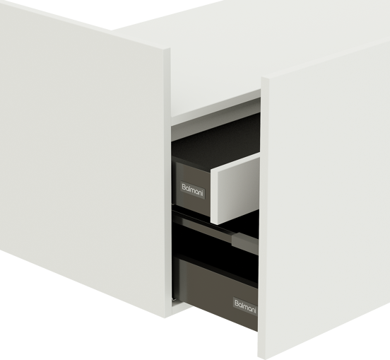 Balmani Cubo hängender Waschbeckenunterschrank: 124 x 53 cm, Weiß matt, 4 Schubladen