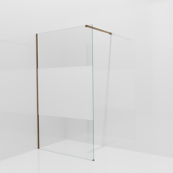 Balmani Modular inloopdouche: 120 x 200 cm, Helder glas met matte strook met coating, Brushed Rosegold profielen