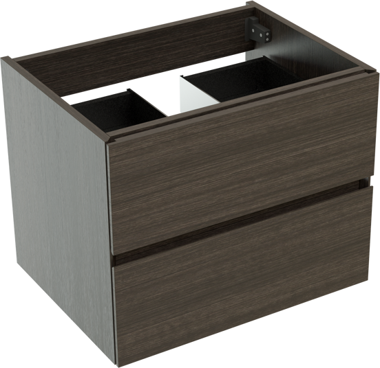 Storke Edge zwevende wastafelonderkast 60 x 46 cm donkere eiken 2 lades