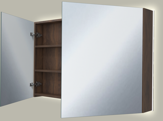 Storke Reflecta armoire de toilette lumineuse 120 x 75 cm noyer