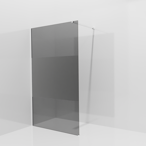 Balmani Modular douche à l'italienne: 120 x 200 cm, Verre fumé avec bande mate, avec coating, Profil Chrome brillant