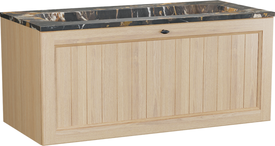 Balmani Lemon meuble salle de bains suspendu 120 x 55 cm, plaqué chêne naturel avec Tablo Arcato plan simple pour 2 trous de robinet en portoro gold