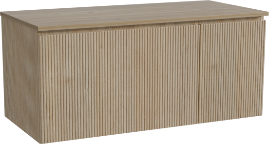 Storke Ribs hängendes Möbelstück Set: 110 x 52 cm, Rohe Eiche, mit Panton Einzel Waschtischplatte, Melamin, Rohe Eiche, Vertikale symmetrische gerade Rippe