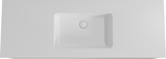Storke Ribs meuble salle de bains suspendu 145 x 52 cm soie grise avec Mata plan simple en solid surface blanc mat, Nervure droite symétrique verticale