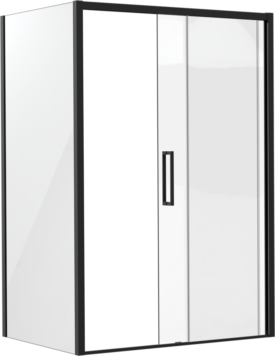 Luca Varess Senses douchecabine met schuifdeur en vaste zijwand 140 x 100 cm helder glas mat zwart profiel