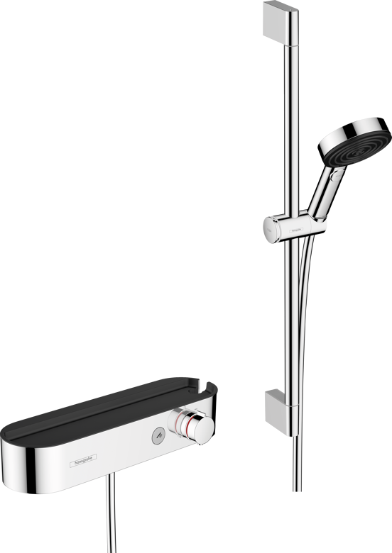 Hansgrohe Pulsify Select S Duschstange mit Brausekopf 10,5cm 3 Strahlfunktionen Chrom glänzend