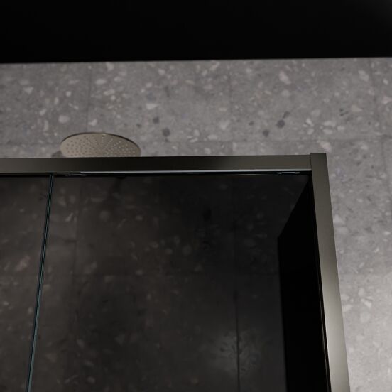 Balmani Senses Design douchehoek met linkse schuifdeur en vaste zijwand, 140 x 80 cm, Rookglas, Brushed GunMetal profielen