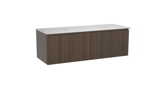 Balmani Sfera meuble salle de bains suspendu 150 x 55 cm eucalyptus avec Facetta tablette double en solid surface blanc mat
