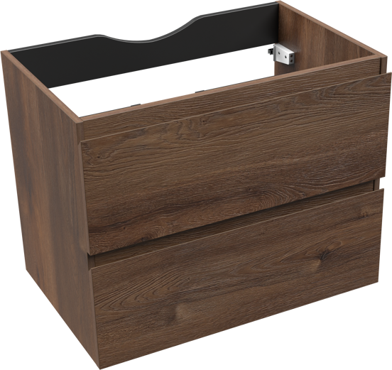 Linie Lado zwevende wastafelonderkast 70 x 46 cm bruine eik 2 lades