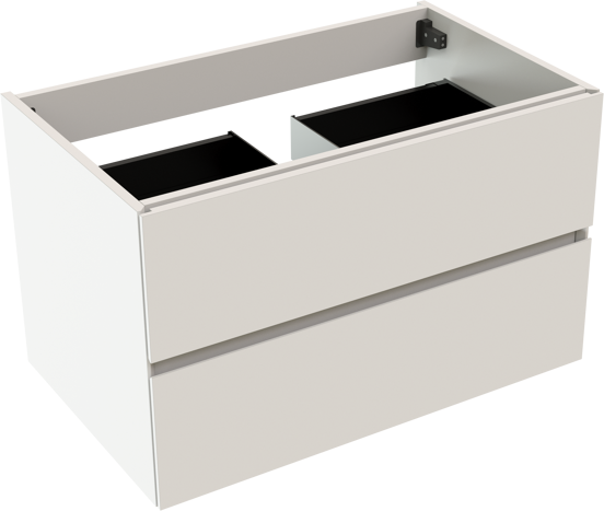 Storke Edge hängender Waschbeckenunterschrank: 85 x 52 cm, Weiß matt, 2 Schubladen