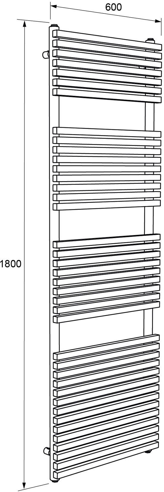 Vipera Vesuvio einzel Handtuchheizkörper 60 x 180 cm elektrische Heizung weiß matt Seiten- und Mittelanschluss 1.385W, inkl. Widerstand, nicht für Deutschland geeignet