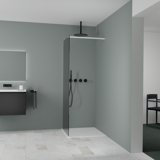 Balmani Modular Walk-In Dusche: 80 x 200 cm, Reflex-Spiegelglas, Profil Weiß matt