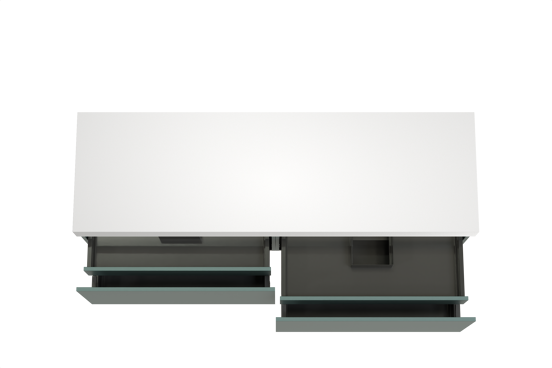 Balmani Sfera hängendes Möbelstück Set: 180 x 55 cm, Forest, mit Dominus Einzel- oder Doppel Waschtischplatte, Solid Surface Weiß matt