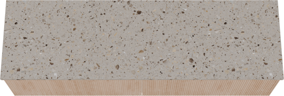 Balmani Forma zwevend badkamermeubel 180 x 55 cm natuur eik met Stretto enkel of dubbel tablet in terrazzo greige terrazzo, Verticale symmetrische rechte ribbel