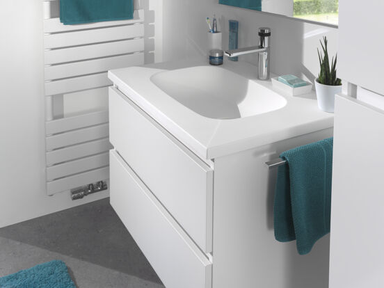 Storke Precioza enkele wastafel mat composiet marmer 75 x 52 cm