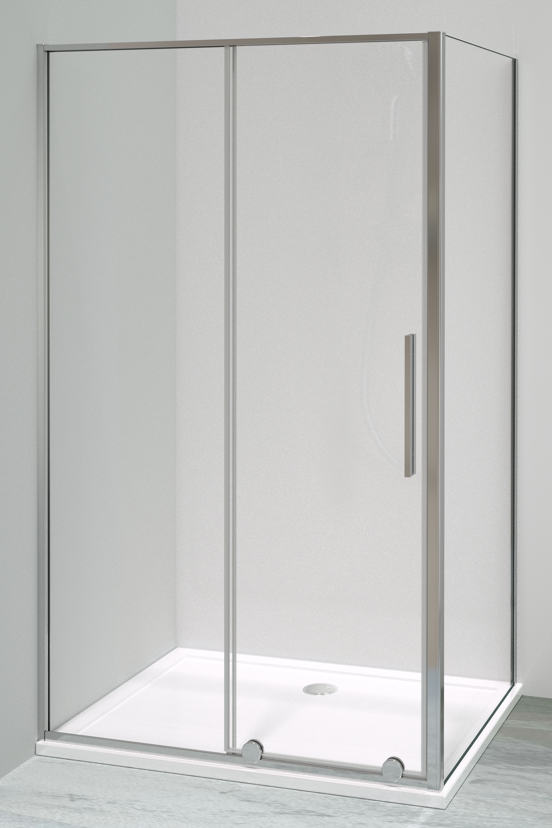 Luca Varess Morano douchecabine met schuifdeur en vaste zijwand 90 x 120 cm helder glas glans chroom profiel