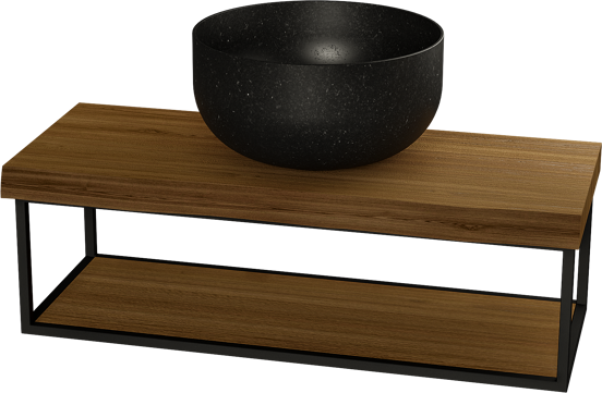 Balmani Life Edge Mini zwevend handenwasser 55 x 22,5 cm met Bowl in verzoete graniet met zwarte frame