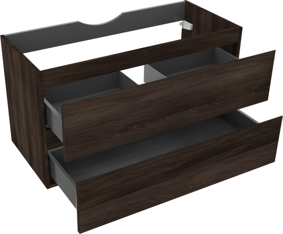 Linie Lado zwevende wastafelonderkast 100 x 46 cm donkere notenhout 2 lades