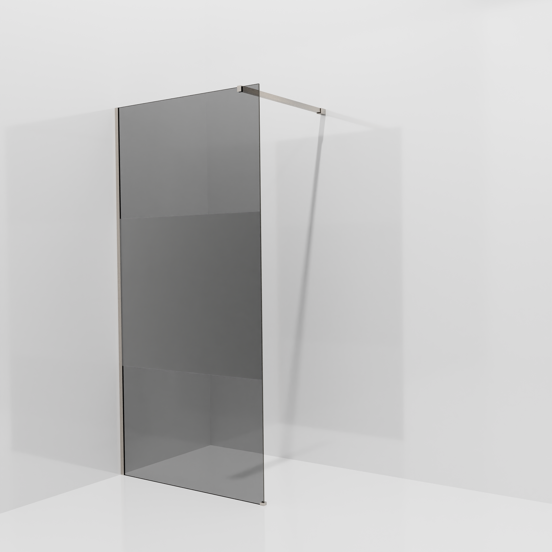 Balmani Modular inloopdouche: 100 x 200 cm, Rookglas met matte strook met coating, Brushed CoolMetal profielen