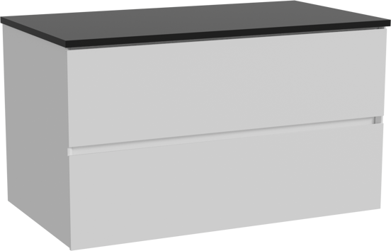 Storke Edge zwevend badkamermeubel 95 x 52 cm mat wit met Panton enkel tablet in gepoedercoate mdf mat zwart