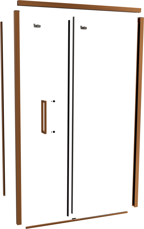 Balmani Senses Design 120 cm rechts douchecabine met schuifdeur profielenset brushed rosegold
