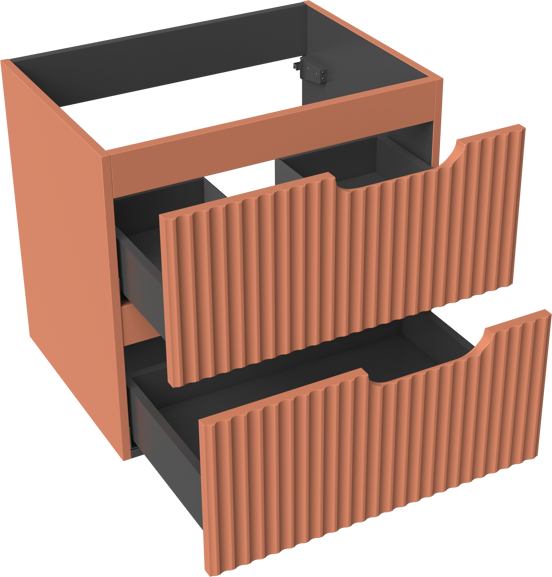 Linie Ribbo meuble sous-vasque suspendu 60 x 46 cm cotto 2 tiroirs