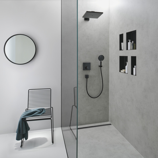 Hansgrohe Showerselect S Thermostat-Duscharmatur: Unterputz, für 2 Verbraucher, Schwarz matt