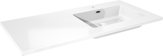 Storke Diva asymmetrisch rechtse wastafel glanzend composiet marmer 110 x 52 cm combinatie kast 45 cm