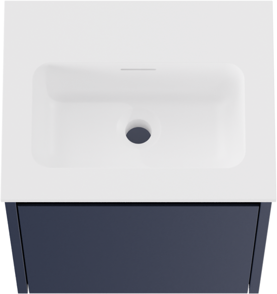 Storke Seda meuble salle de bains suspendu 45 x 35 cm bleu nuit avec Mata plan simple en Solid Surface blanc mat