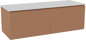 Balmani Sfera hängendes Möbelstück Set: 150 x 55 cm, Cotto, mit Stretto Einzel- oder Doppel Waschtischplatte, Solid Surface Weiß matt