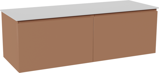 Balmani Sfera hängendes Möbelstück Set: 150 x 55 cm, Cotto, mit Stretto Einzel- oder Doppel Waschtischplatte, Solid Surface Weiß matt